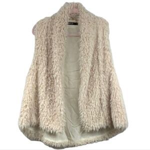 WishList Cream Faux Fur Sherpa Super Soft Open Front Vest Furry Fuzzy Small